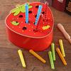 Wooden Catching Worms Game Color Sorting Educational Apple Game  For Toddlers