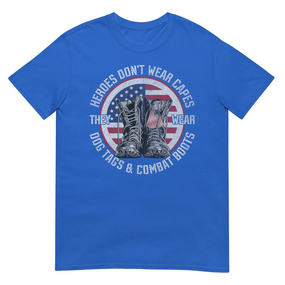 Heroes Dont Wear Capes They Wear Dog Tags Combat Boots Unisex Tshirt