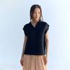 Lapli Women Solid Pleats Sailor Collar Vest Lpvtm026004