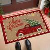 Red Truck Merry Christmas Doormat Stain-Resistant and Wear-Resistant Entryway Mat Living Room Rug Holiday Home Decor