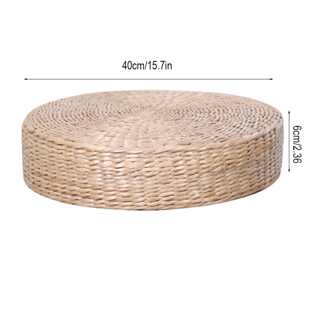Japanese Style Tatami Cushion Handcrafted Knitted Straw Flat Seat Cushion Sofa Throw Pillow Floor Cushion Meditation Round Mat