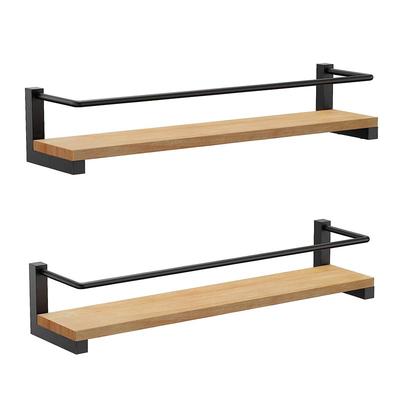 Portaspezie da Parete, Scaffale Pensile in Legno Rustico per Sopra i Fornelli, Parete Cucina, Confezione da 2