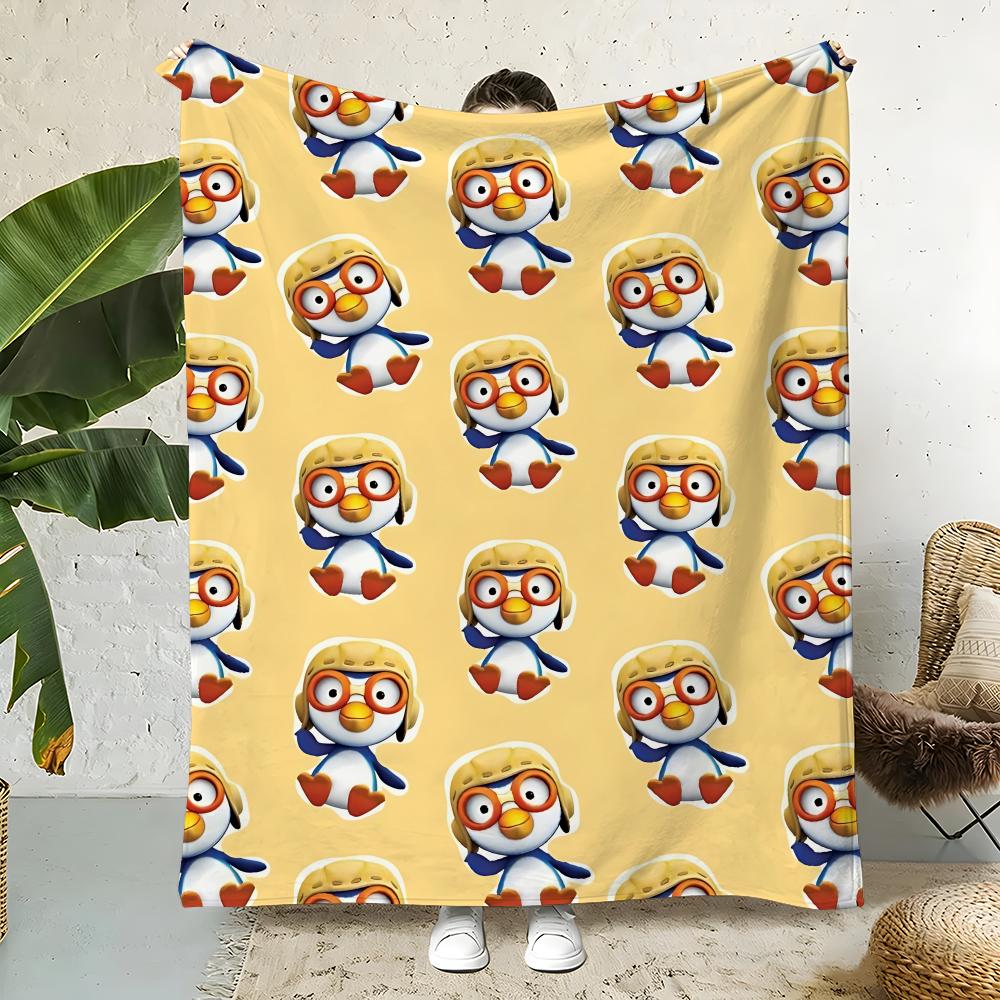 P-Pororo the Little Penguins Throw Flannel Throw Blanket,Bed Home Office Nap Blanket Travel,Camping,Picnic Blanket Soft Decor 75cmx90cm
