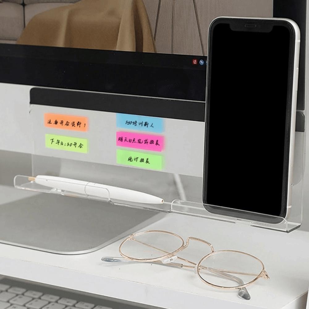 2Pcs Acrylic Monitors Bottom Memo Board Transparent Acrylic Monitor Memo Board  Mobile Phone Pen