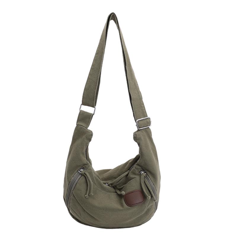 LADIES HANDBAG Vintage Canvas Hobo Tas Dames Schoudertas Effen Kleur Crossbody Tas groen