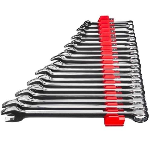 Set of 2 Magnetic Wrench Holders, Magnetic Spanner Organizer Rack Tool Tray, Holds 46 Wrenches, Toolbox Holder for Professionals and Enthusiasts, Incl
