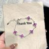 Four-leaf Clover Bracelet with Purple Zirconium Petals Versatile and Exquisite Bracelet for Women