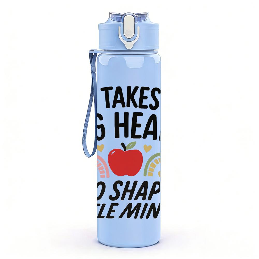1PC Teacher Inspirational Quote 750ml Color Plastic Sports Water Bottle Leakproof Flip Straw Lid For Sports Office Home Use