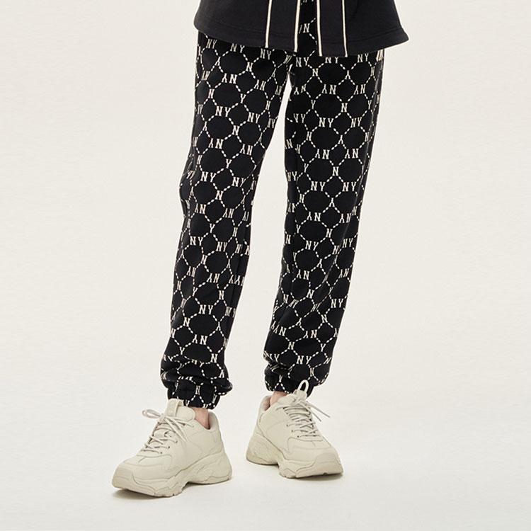 New MLB Old Flower Knitted Sweatpants Unisex Black 3APTM0114-50BKS