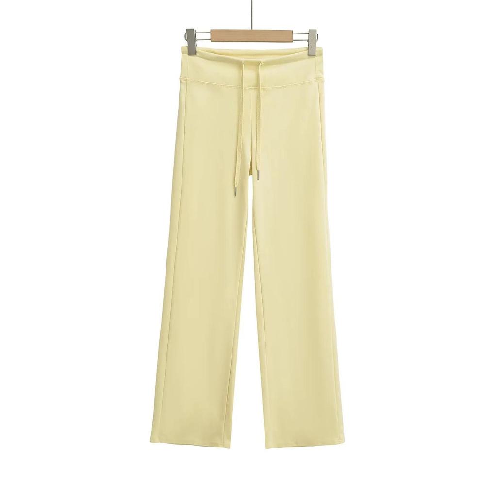 Women's Autumn Spicy Girl High-Waisted Knit Wide-Leg Pants - Versatile, Comfortable, Slimming, Casual, Floor-Length