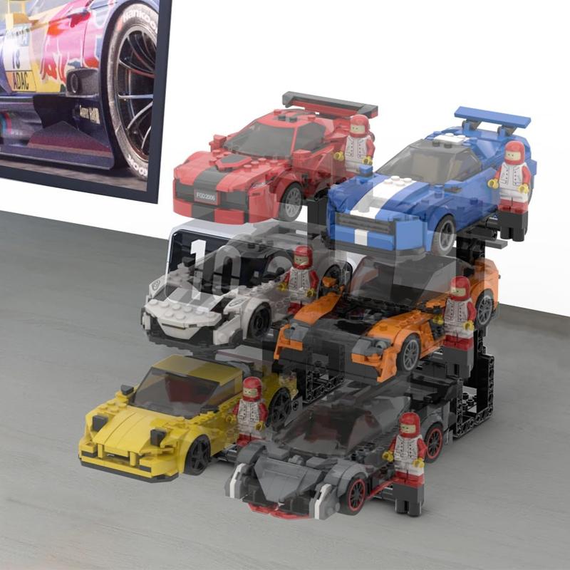 Non-Toxic Abs Plastic Building Blocks Car Display Stand Compatible Bracket Accessories For Car Vehicle Kids Toys(Bag)