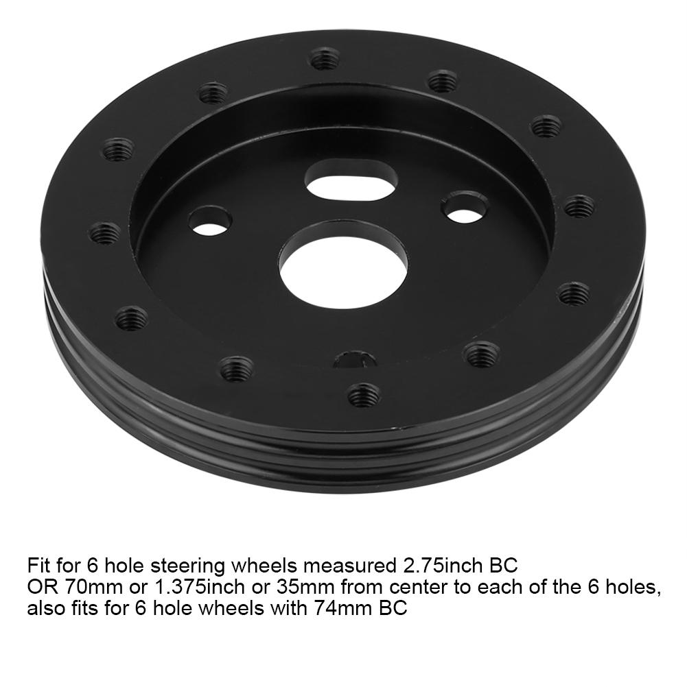 Aluminum Black 0.5 Inch 6 Hole Car Steering Wheel Hub Adapter Boss Kit
