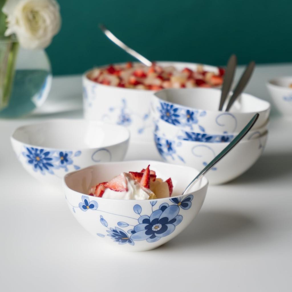 NARUMI Milano Duo Bowl and Plate Plum Blossom Chintz Wedding Microwave and Dishwasher Gift Set, 11cm, Blue, Design, Texture, Gift, Safe, Boxed,