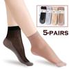 5 pares de calcetines cortos elásticos de encaje hermoso transparente ultrafinos para mujer calcetines antideslizantes