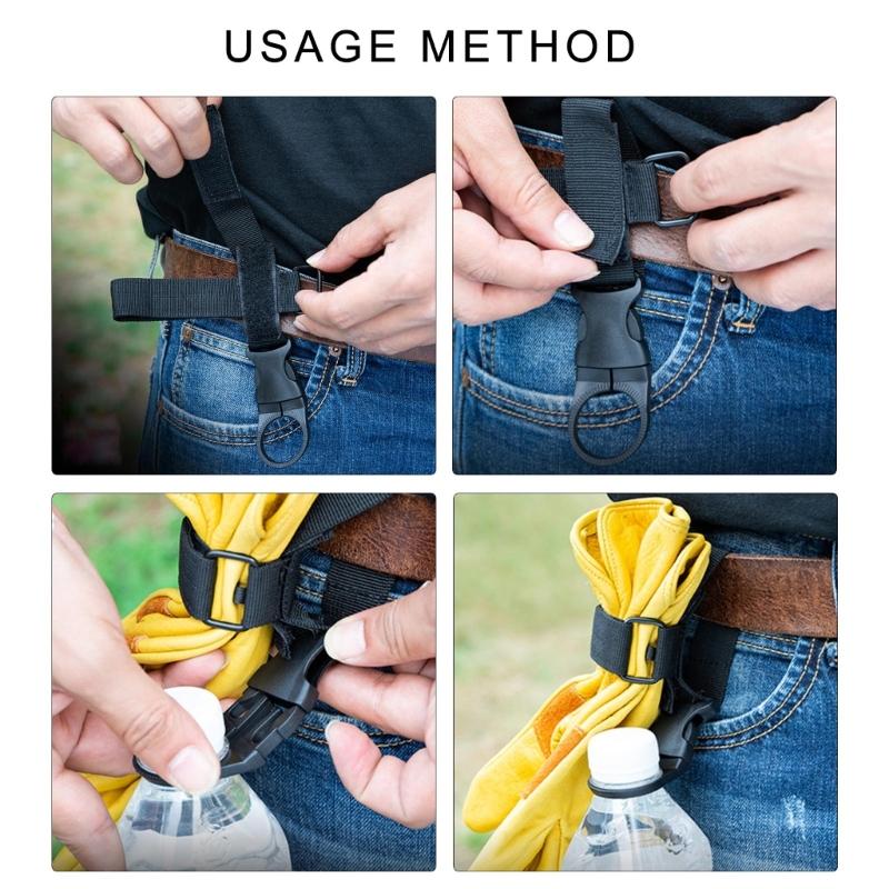 Outdoor Bottle Holder Belt Water Bottles Holder Clip Backpack Keychains Carabiner Hanging Gear Webbing Buckle Strap Clip