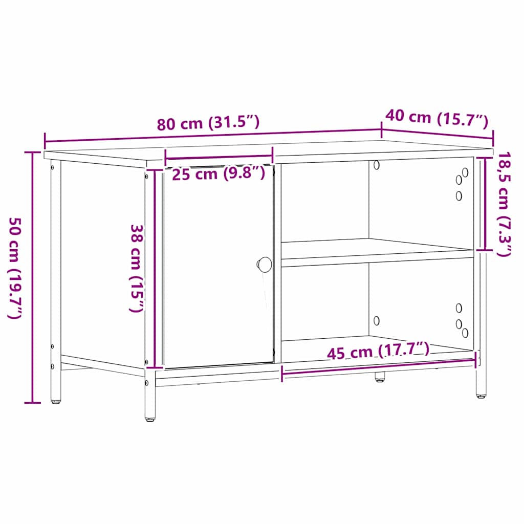 TV Cabinet Artisan Oak 80 x 40 x 50 cm Particleboard