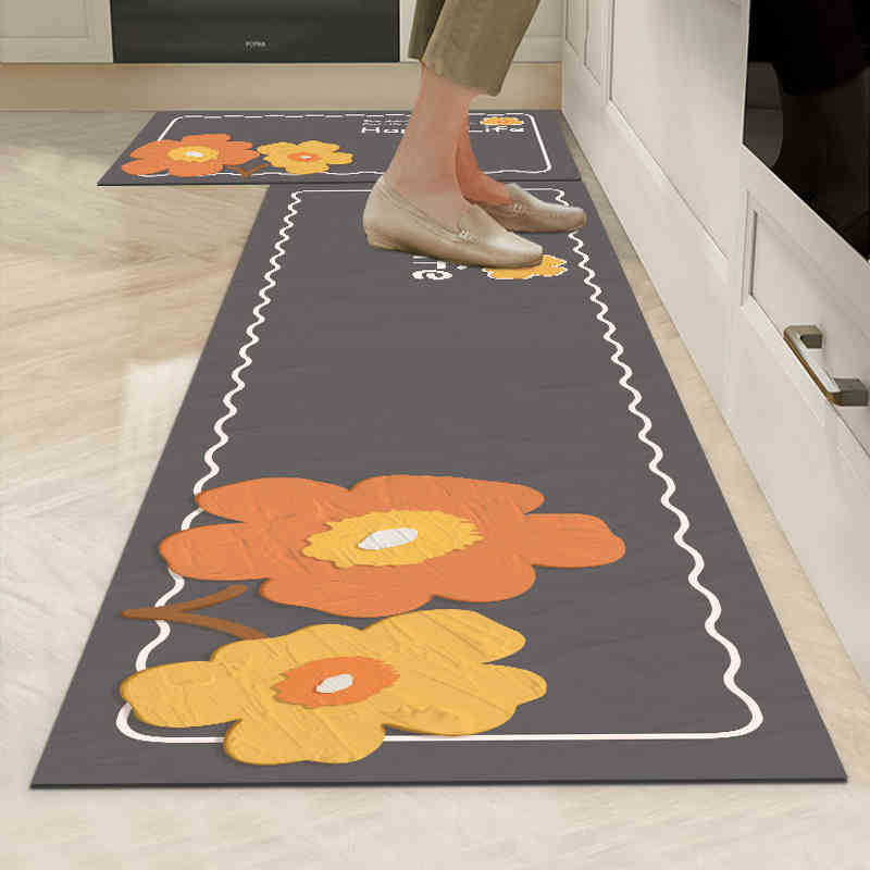 Small Fresh Kitchen Floor Mat, Water-Absorbing And Oil-Absorbing Floor Mat, Household Non-Slip, Wear-Resistant And Dirt-Resistant Floor Mat, Easy