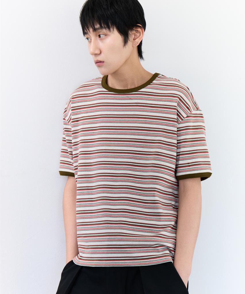 PIARI Multi-Stripe Ringer T-Shirt (Olive)