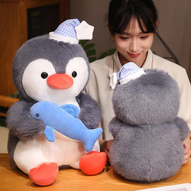 Penguin Fish Holding Soft Plush Toy Room Decoration Ornament Children Gifts