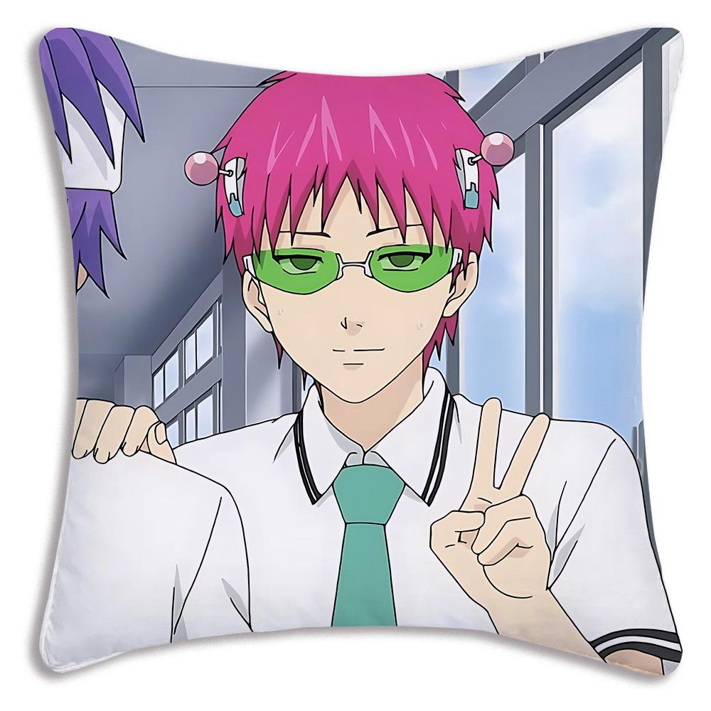 The D-Disastrous Life of Saiki K Pillow Covers Cartoon Sofa Decorative Home Double-sided Printing Short Plush Cute Cushion Cover