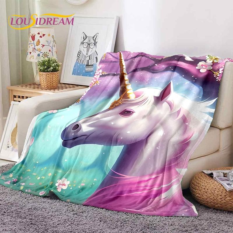 3D Cute Dream Unicorn Cartoon Girl  Soft Blankets,Keep Warm Throw Blanket Comfortable Blanket for Picnic Beds Sofa Home Bedroom