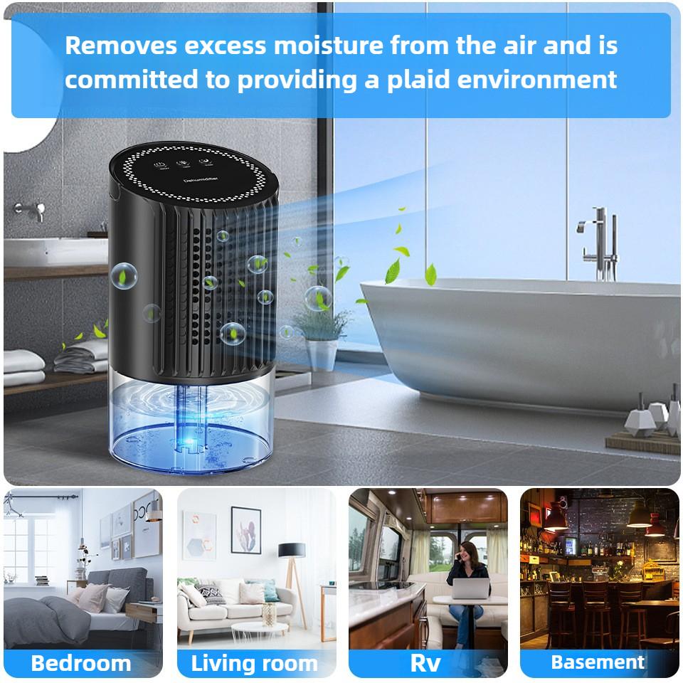 700ml Mini Dehumidifier for Home, Quiet Portable Moisture Absorber with 7-Color Night Light, Compact for Bedroom Wardrobe Closet