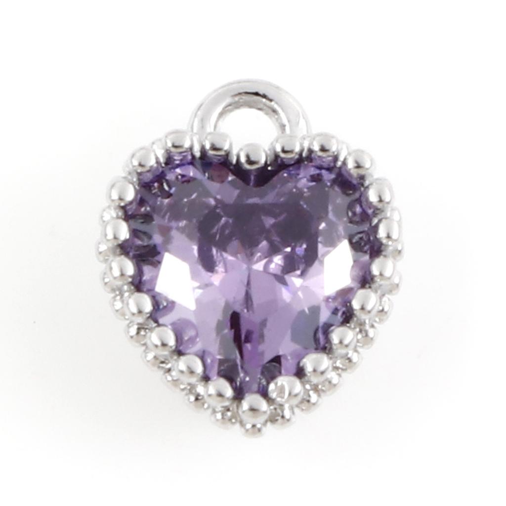 2PCs Birthstone Charms Heart Rhinestone Pendants For Necklace Bracelet Jewelry Making Diy Findings 8x6.5mm