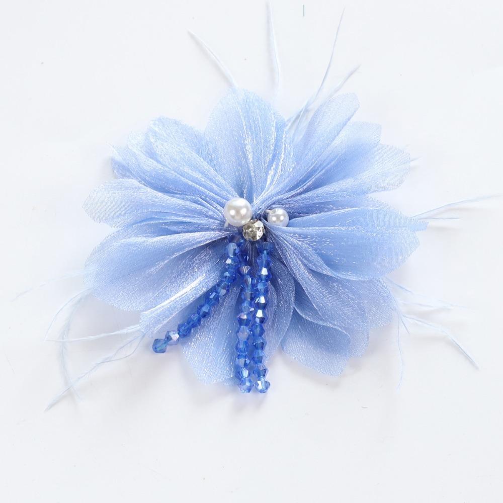 Organza Flower Accessories Crystal Tassel Detail Flower DIY Headdress Part Glitter Crystal Inlay Hair Decor Hair Crown Making