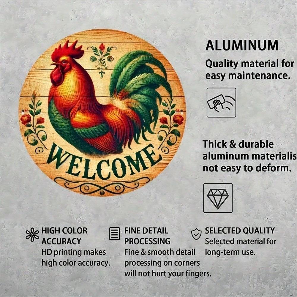 Vintage Chicken Tin Metal Wall Art Farmhouse Welcome Sign Country Rustic Home Kitchen Decor Aluminum Plaque