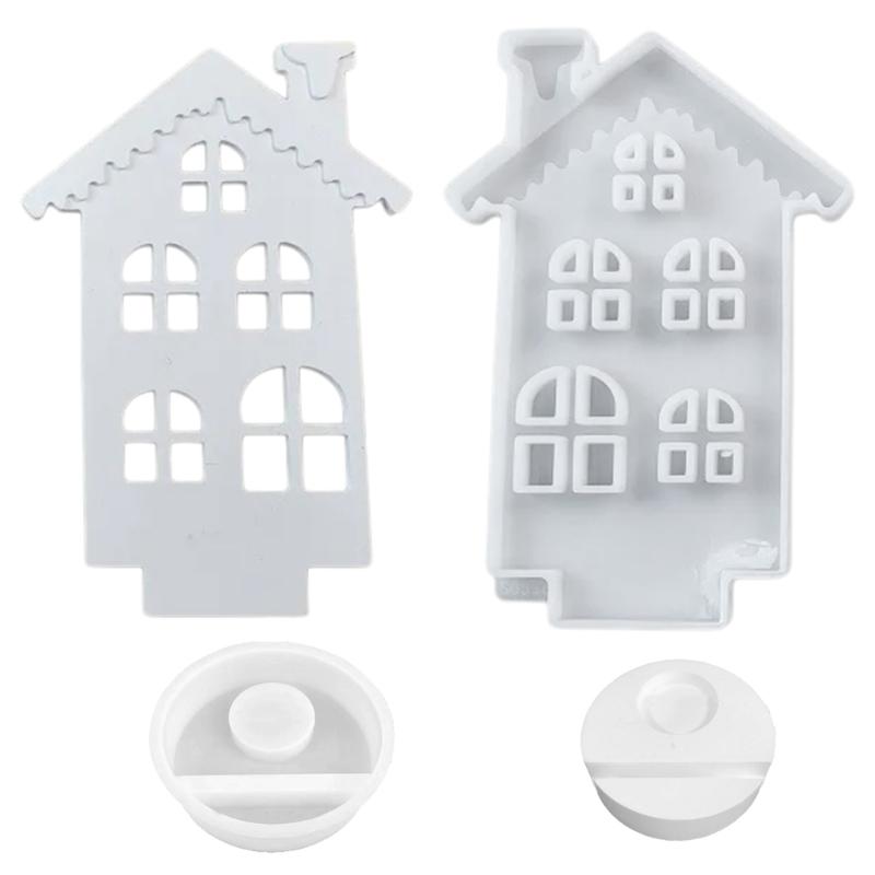 Svícen Snow House Silikonová forma Epoxidová pryskyřice Formy na svíčky Sádrový svícen Forma Domácí dekorace Forma