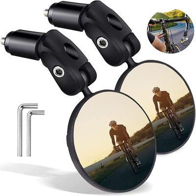 1/2 piezas espejo retrovisor universal para bicicleta, ajustable, giratorio, gran angular, para manillar de bicicleta, accesorios para bicicleta de carretera MTB