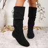 Plus-size Shoes, Lace-up Boots, Women's Shoes, High Boots, New Pleated Boots