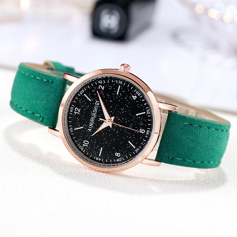 Fashion Quartz Analog Watches for Women Leather Strap Starry Sky Watch Casual Business Watch