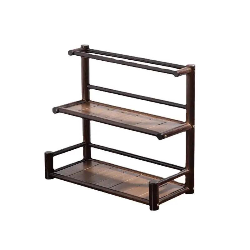 Desktop Bogu Frame Solid Wood Table Tea Set Purple Clay Pot Frame Display Room Storage Bamboo Trays Decorative Coffee Holder