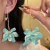 Zinc Zinc Alloy Enamel Flower Drop Earrings with Leaf Stalk Stud Earrings Floral Pendant Earrings  Women