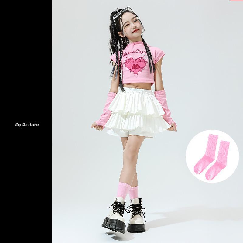 Girls' Jazz Hip Hop Dance Costume Set - Trendy Cheerleading Performance Outfit