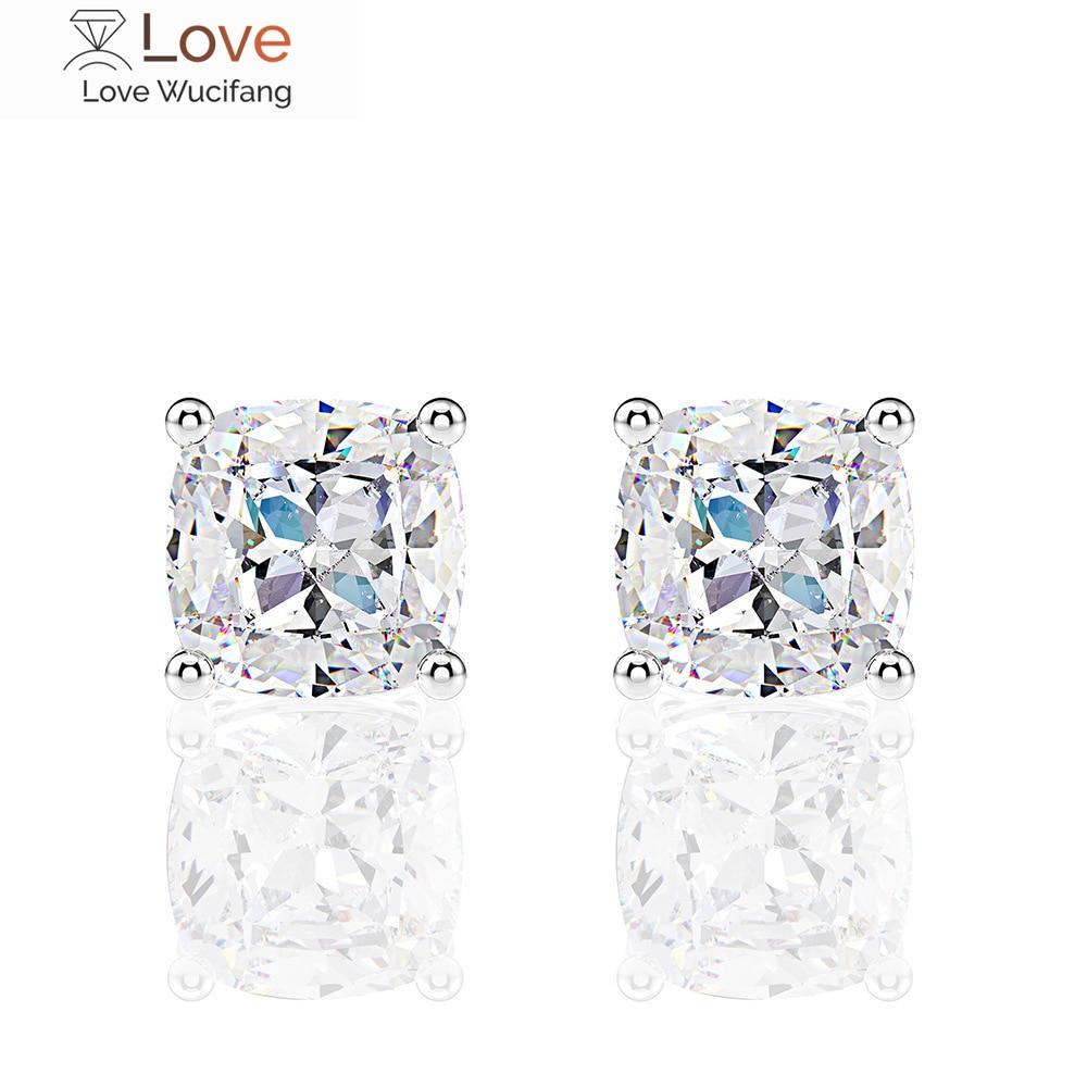 Wong Rain Classic 100 %925 Silber Gezüchteter Moissanit Edelstein Hochzeit Verlobung Ohrstecker Ohrringe Echtschmuck Großhandel