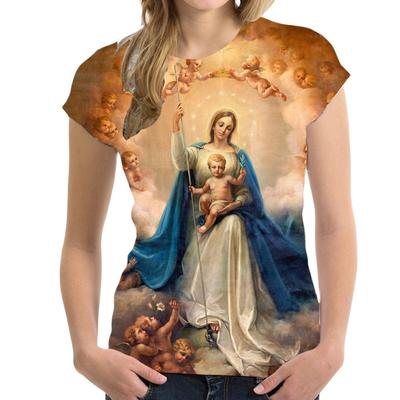 Sommer Jungfrau Maria 3D Druck T-shirt Frauen Mann T Shirts Harajuku Streetwear Kurzarm T-shirts Unisex Übergroßen Y2k Tops Kleidung