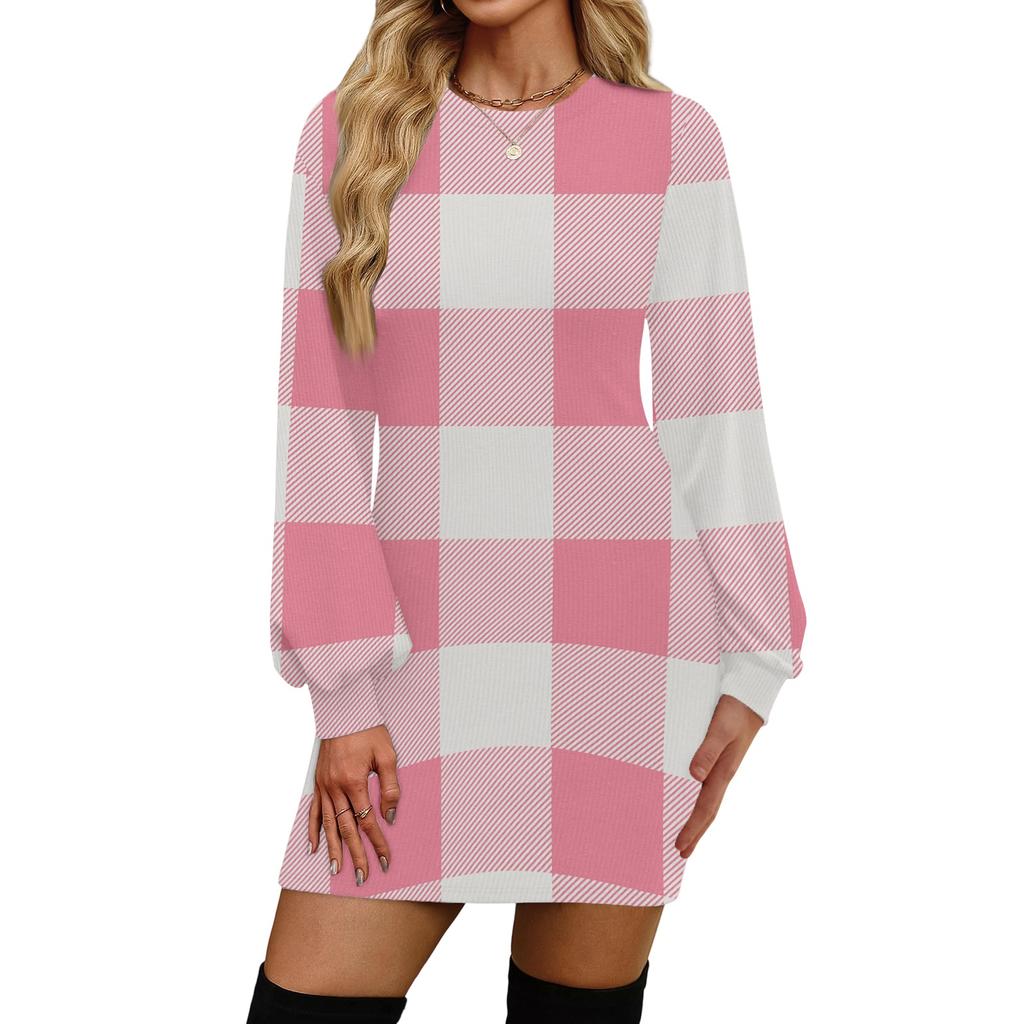 Women's Fashion Casual Round Neck Long-Sleeve Dress