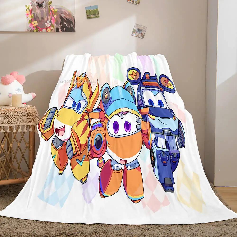 Super Wings Blanket Cartoon Child Flannel Throw Blankets Micro Fleece Cozy Plush Covers for Bed Car and Home Decoration