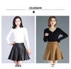2022 High-Waisted A-line PU Faux Leather Pleated Skirt - Autumn/Winter Women's Stylish Short Umbrella Skirt