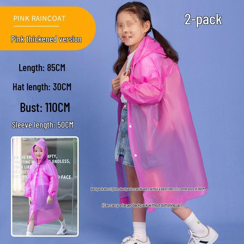 Wasserdichter, transparenter Regenponcho für Kinder mit Platz für Rucksack - Verdicktes Einteiler-Design für Jungen & Mädchen