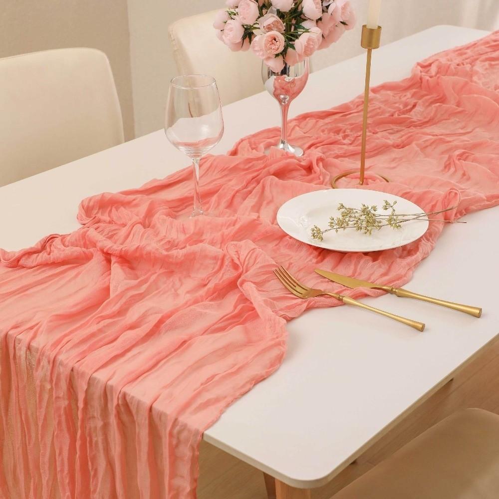 Gift Semi Sheer Cheesecloth Table Runner 35×70 Inch Polyester Boho Table Flag Boho Gauze Table Cloth Garden Party