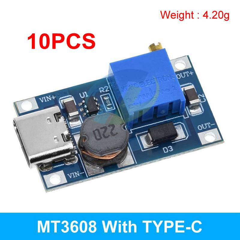 TZT MT3608 Type-c/Micro USB 2A Max DC-DC Step Up Power Module Booster Power Module 3-5V to 5V/9V/12V/24V