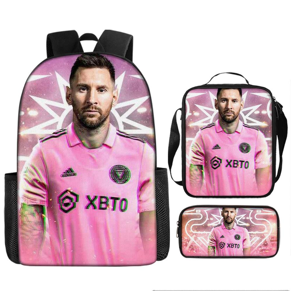 Football Schoolbag Three-Piece Backpack Pencil Bag Satchel Package Primary And Secondary School Students Schoolbag