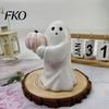 Halloween Home Decor Resin Spooky Ornament, Bat Pumpkin Ghost Model Decoration, Figure Figurine for Desktop Garden Holiday Durable