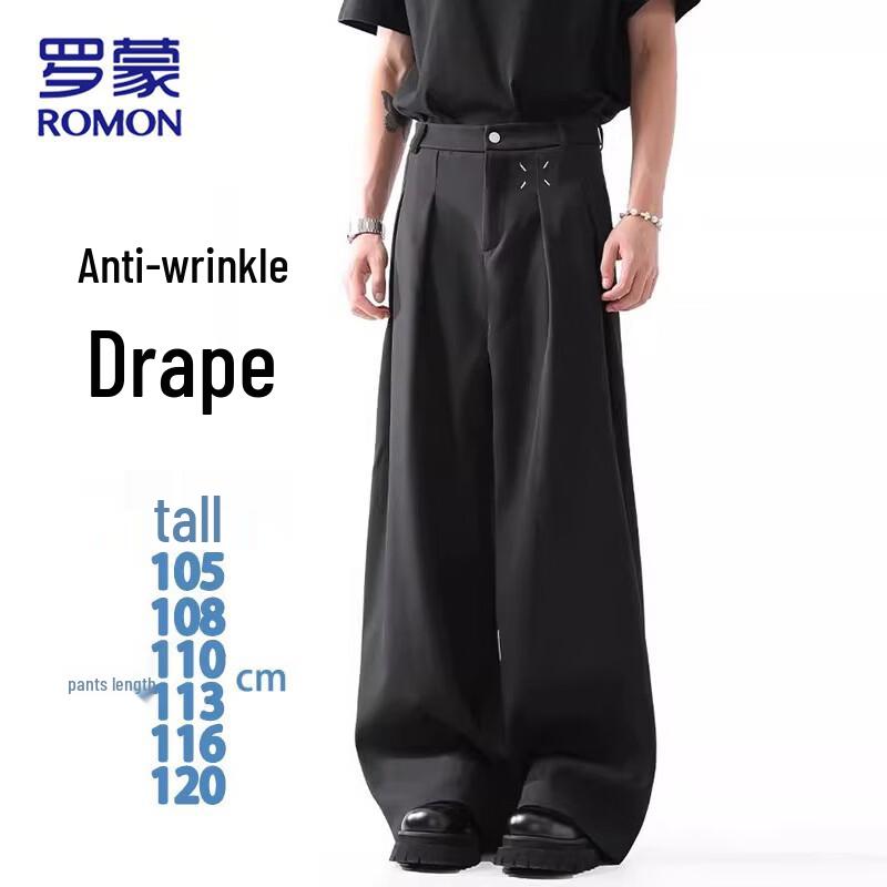 ROMON Men s Summer Loose Fit Wide-Leg Casual Pants 2XL