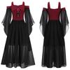 Vintage Gothic Girls Dress Kids Off Shoulder Flare Sleeve Witch Dresses Medieval Renaissance Goth Cosplay Costumes