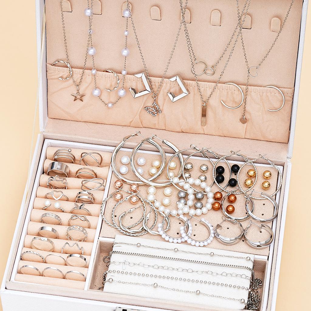 91 Pcs Elegant Vintage Jewelry Set Vintage Multi Layered Necklaces, Dangling Earrings, Rings, Bracelet for Women Gifts 2026 New