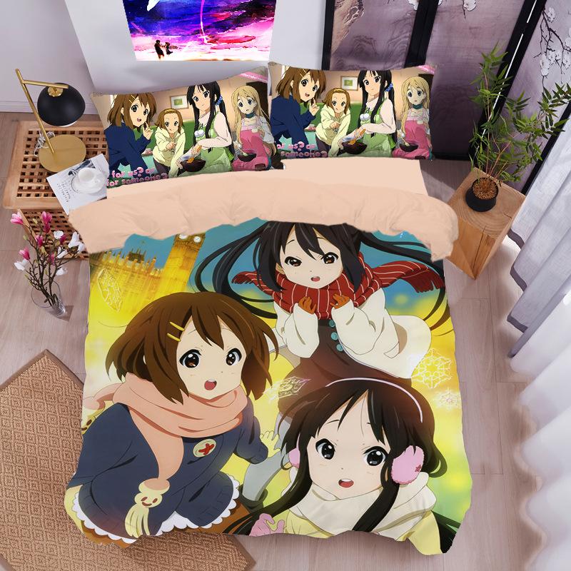 Ho-kago Tea Time Bedding Set Yui Hirasawa Duvet Cover Set,Soft And Breathable,All-Season Universal Gifts for Children girls boys